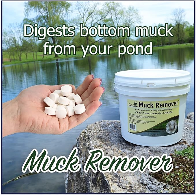 Muck Remover Pellets 25 lb Pond Tablets Treat 6.25 Acres - Lake Muck Remover, Pond Sludge Reducer | Farm Pond Treatment