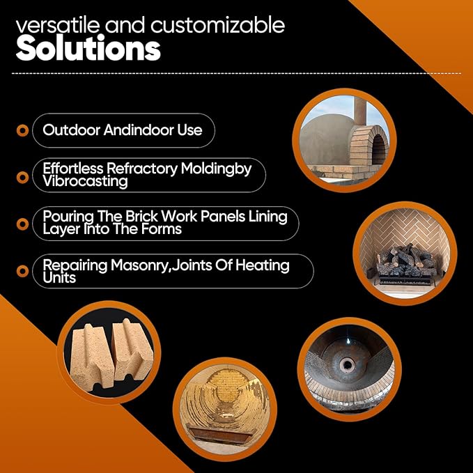 22 LBS Refractory Mortar, 2600°F High Temperature Mortar for Masonry -Fire Refractory Cement Patch for Fireplace Brick, Fire Pit, Kiln, Forge & Pizza Oven Repair- No Heat Cure, Air Set Formula