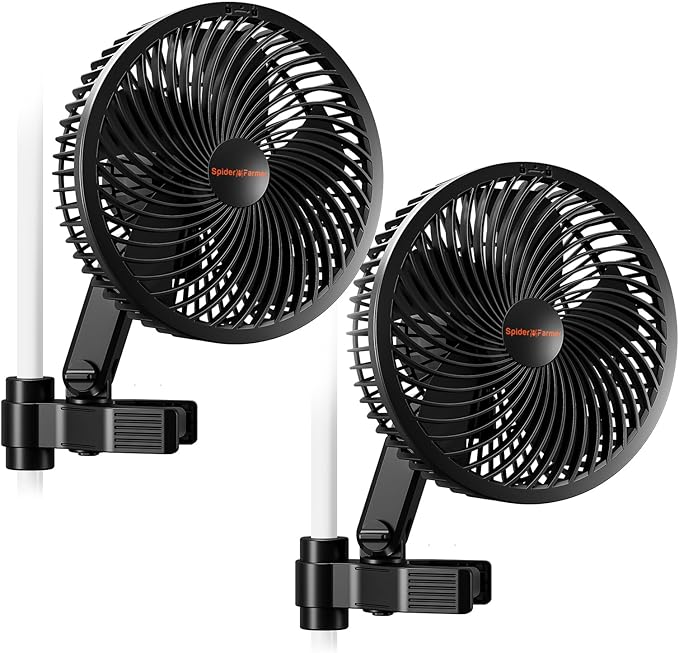 Spider Farmer 2-Pack Grow Tent Clip Fan 6", EC Motor, Custom 10 Dynamic Wind Speeds and 10-Level Oscillation, Weatherproof IP-54, Powerful Airflow but Quiet for Hydroponics Circulation Cooling