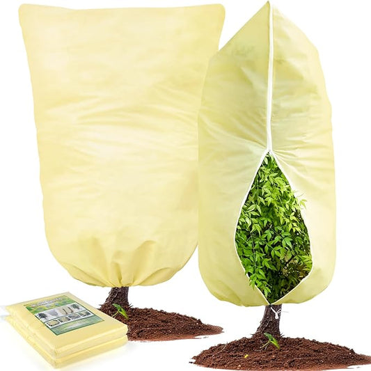 2 Packs Plant Covers for Winter 80x120cm, Shrub Covers for Winter, Plant Cover Freeze Protection, Cold Frost Protection Cover with Zipper Drawstring(80gsm)