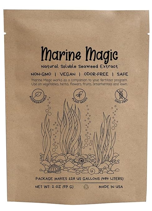 Seaweed Extract Soluble Powder Fertilizer - Marine Magic 100% Natural Soluble Kelp Powder Fertilizer Makes 128 Gallons (484 L) Kelp Liquid Feed for Plants