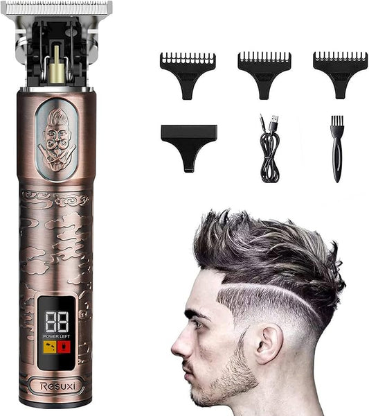 Suttik Ornate Hair Clippers for Men, Cordless Edgers Clippers Professional Hair & Beard Trimmer for Barber Pro Zero Gapped T-Blade Trimmer with LCD Display, Rose Gold