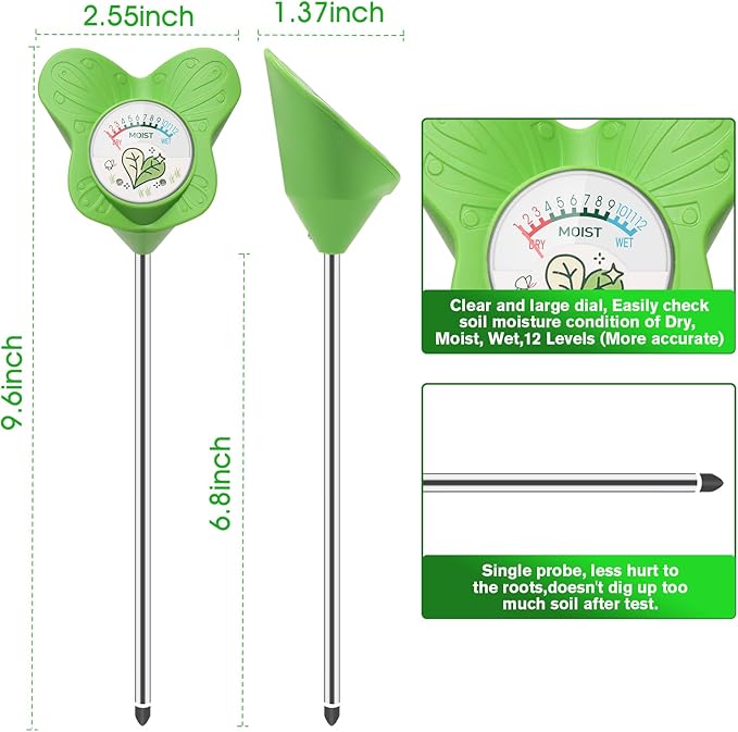 UNIWA Soil Moisture Meter, Plant Water Meter for House Plants and Indoor Potted Plants, Soil Moisture Monitor for Garden, Farm, and Lawn Plant Care,No Battery Needed