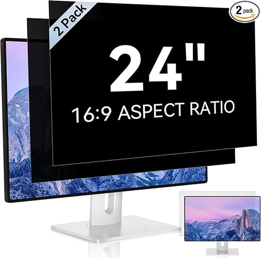 [2 Pack] 24 Inch Computer Privacy Screen for 16:9 Aspect Ratio Widescreen Monitor, Eye Protection Anti Glare Blue Light Computer Monitor Privacy Filter, Removable Anti-Scratch 24in Protector Film