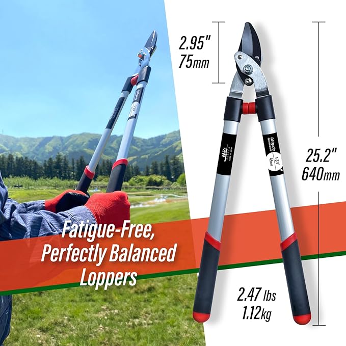 SUIZAN Bypass Hand Loppers 25" - Professional Japanese Branch Cutter Lightweight Compact Tree Trimmer Gardening Tools