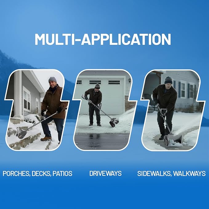 Litheli Cordless Snow Shovel, 20V 12'' Lightweight Electric Snow Blower for Driveway, Battery Powered Snow Thrower, 2.0Ah and 4.0Ah Battery Included