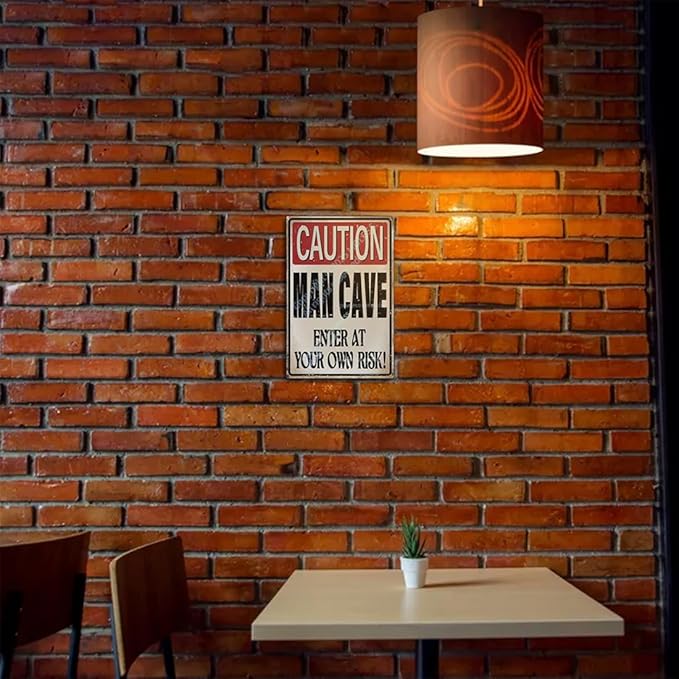 'Caution: Man Cave - Enter at Your Own Risk!' Funny Man Cave Decor for Men | 12x8″ Durable Vintage Metal Man Cave Signs Wall Decorations for Basement/Garage/Mancave, 2361