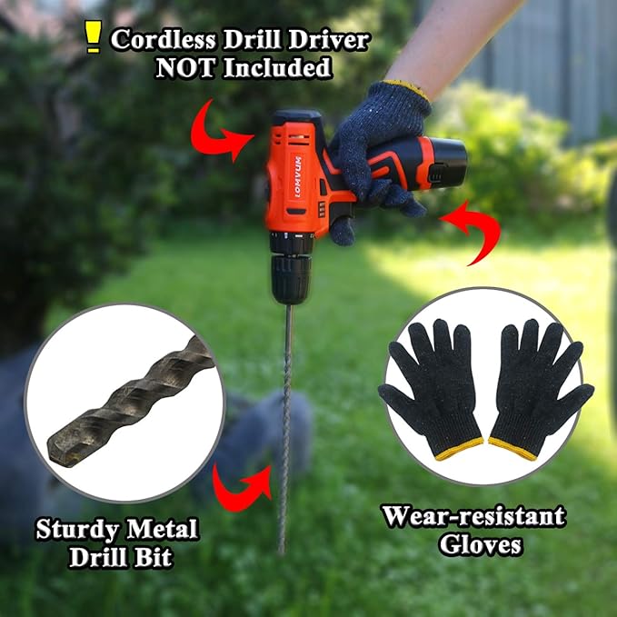 Sunnyglade 50PCS 48 Inch Driveway Marker Set 5/16 Inch Dia Fiberglass Reflective Snow Stakes with Steel Drill Bit & Protection Gloves for Parking Lots, Walkways(50, 5/16 Inch)