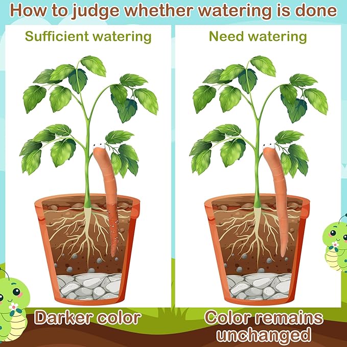 12 Pcs Water Sensor Ceramic Worm The Potting Shed Worm Water Sensor Plant Decoration Moisture Monitor Gardening Houseplant Humidity Meter Fun Gardening Gift for Christmas Stocking Stuffers