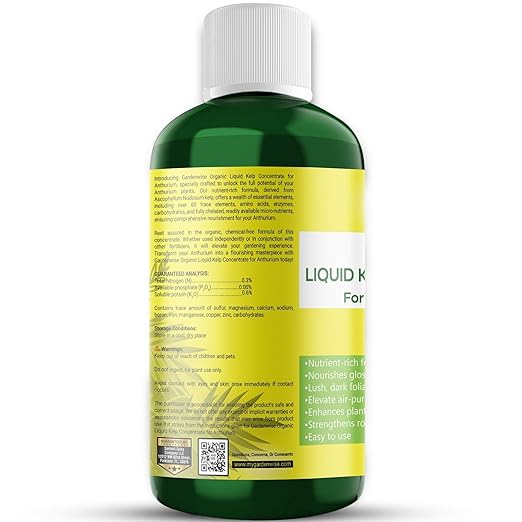 Organic Premium Seaweed Anthurium Fertilizer - Liquid Kelp Plant Food - Nutrient-Rich Soil Enhancer (32 OZ)