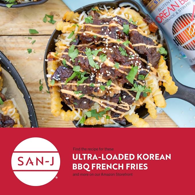 San-J - Gluten Free Korean BBQ Sauce - Bold and Savory Sauce for Cooking - Non-GMO - 10 oz. Bottles - 2 Pack
