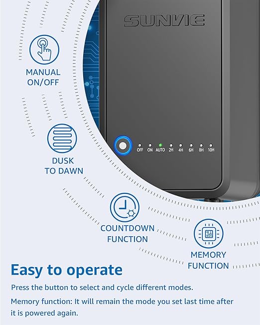 SUNVIE 100W Low Voltage Landscape Transformer Weatherproof Low Voltage Transformer with Photocell & Timer 120V AC to 12V DC Landscape Lighting Transformer for Outdoor Spotlights Path Lights Step Light