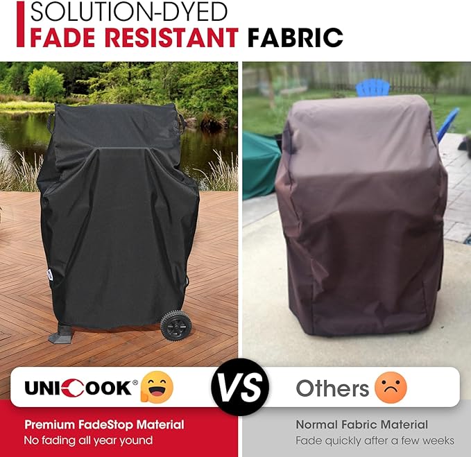Unicook 32 Inch Small Grill Cover, Heavy Duty Waterproof 2 Burner Gas BBQ Cover, Compatible with Weber Char-Broil Nexgrill KitchenAid Grills with Both Side Tables Down, All Weather Protection