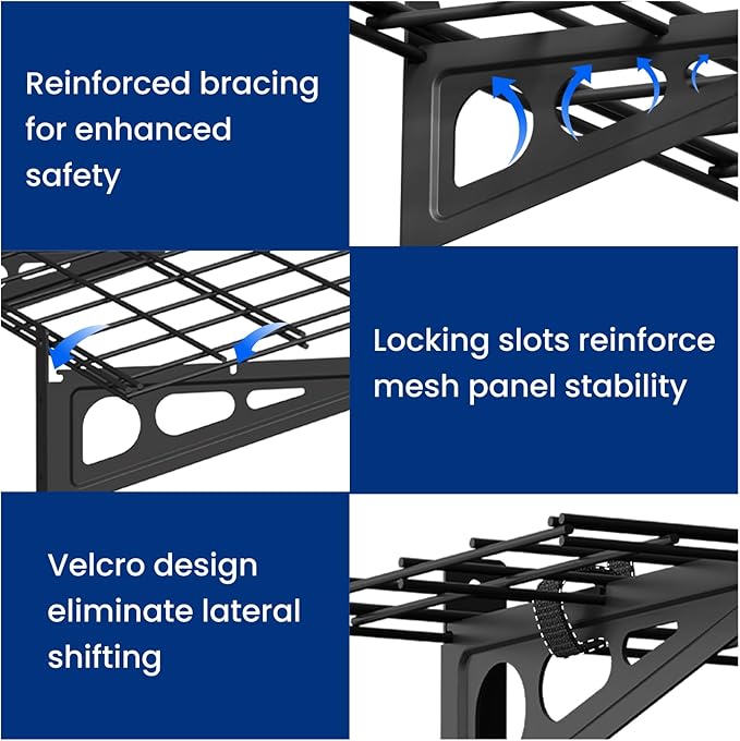 FLEXIMOUNTS 1x3ft Garage Shelving Wall-Mounted, 1-Pack Heavy-Duty Wall Shelving, Holds Up to 150 lbs, Garage Storage Rack for Organization & Storage Bins, Black