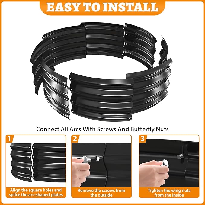 Metal Fire Pit Ring/Bonfire Fire Ring- 3 FT Diameter, 0.8 MM Thick,1 ft High, Durable and Stylish for Outdoor Fire Pits,Patios and Camping (Black, 3X3X1 ft)