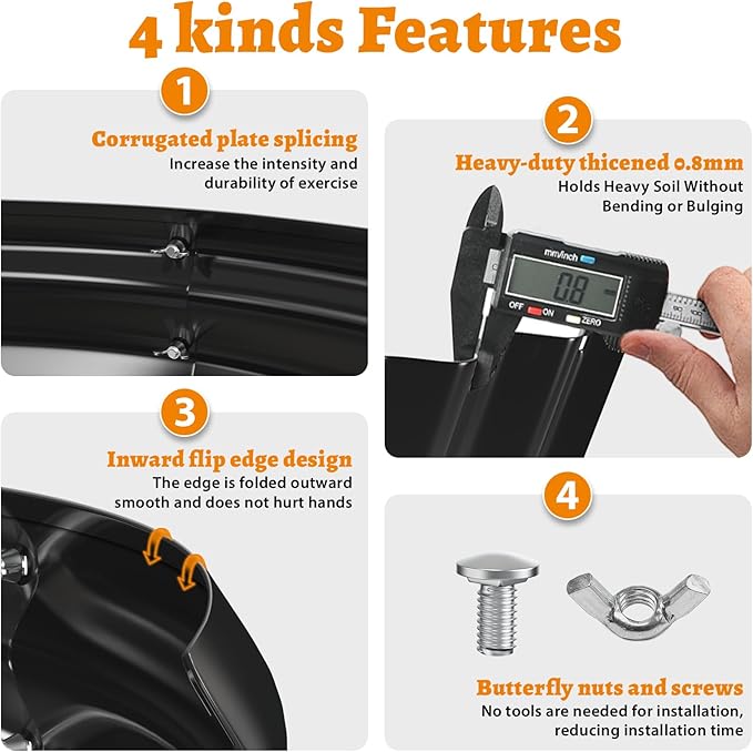 Metal Fire Pit Ring/Bonfire Fire Ring- 32 Inches Diameter, 0.8 MM Thick,1.5 ft High, Durable and Stylish for Outdoor Fire Pits,Patios and Camping (Black, 2.7X2.7X1.5 ft)