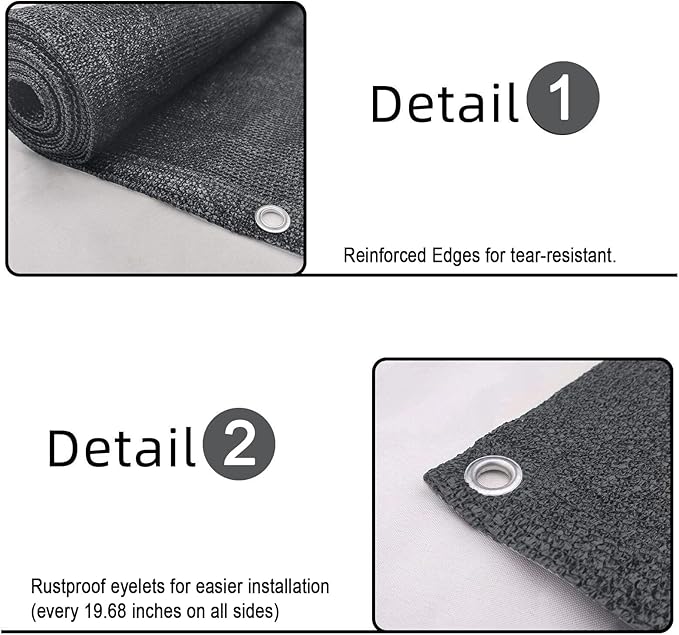 SUNLAX 3'x10' Dark Grey Balcony Privacy Screen Fence Windscreen Cover Fabric Shade Netting Mesh Cloth with Grommets UV Protection for Patio, Backyard, Porch, Railing Shield 90% (We Make Custom Sizes)