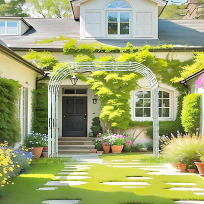 Metal Garden Arch - 98.5 in x 15.8 in, White - Trellis for Climbing Plants - Outdoor Arch for Lawn, Party, Ceremony Wedding Decoration