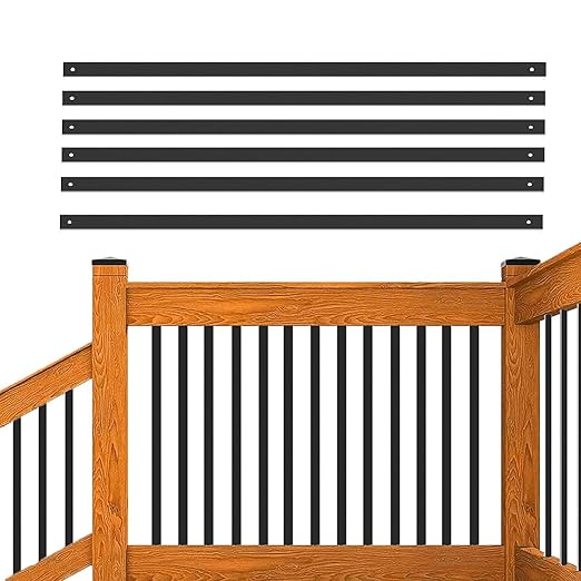 26 Pack Deck Balusters 32'' Bow Baluster, Black Metal Deck Spindle and Stairs Railing with Screws,Hollow Rectangle Deck Balusters for Deck Railing Porch(32x1.2x0.4Inch)