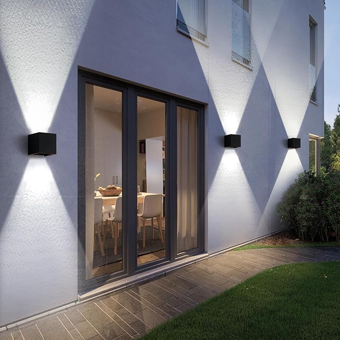 20W Outdoor Wall Light, Modern Waterproof 6500K Porch Light, Adjustable Up & Down Beam, 2 Pack - YY-BD-020