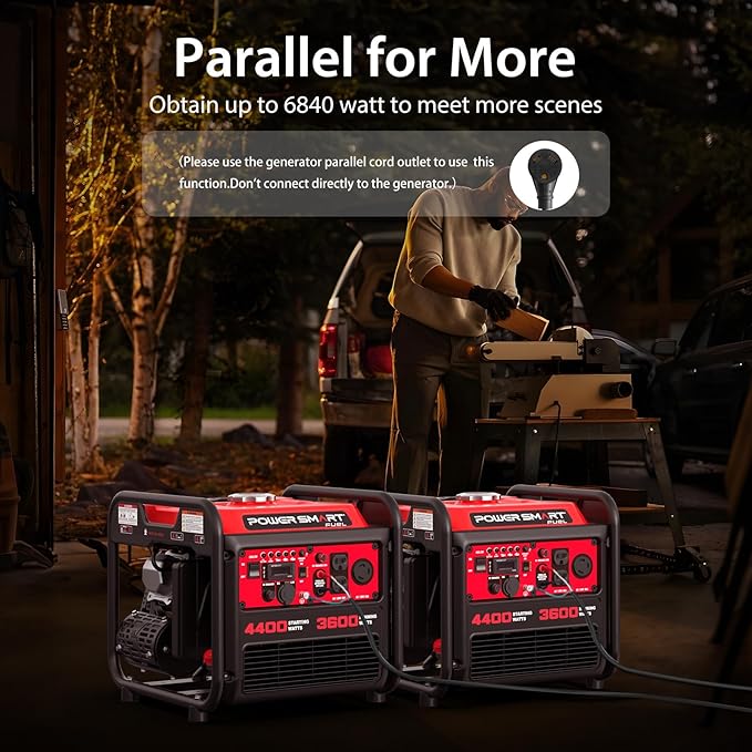 PowerSmart 4400-Watt Portable Inverter Generator, Gas Powered, CO-Sensor, Lightweight & Quiet for Home Use and Emergency Backup, Camping, EPA Compliant