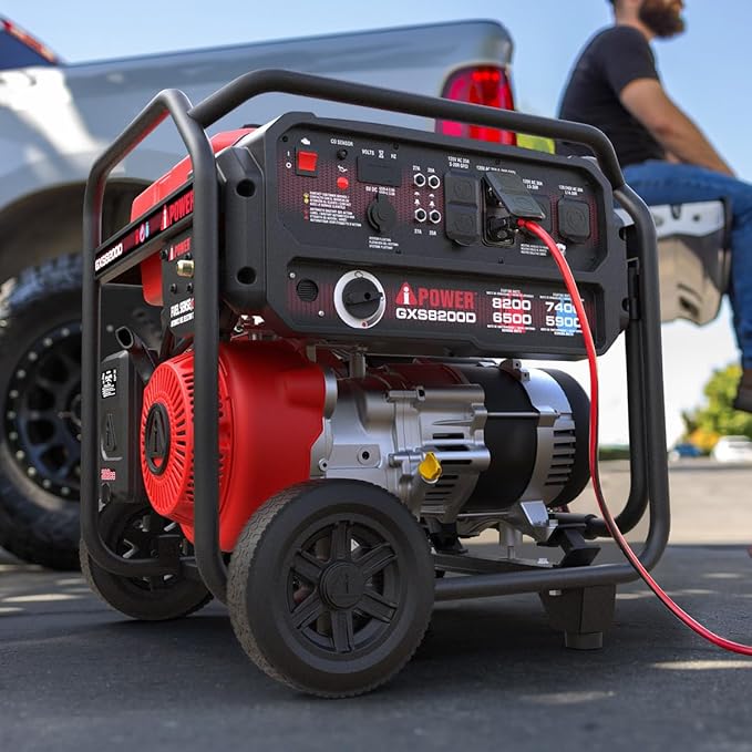 A-iPower 8200W Portable Generator Dual Fuel, Gas and Propane Powered Power Supplies with 322cc OHV Engine, CO Sensor, Heavy Duty Generators For Jobsite, RV, Whole House Backup Emergency