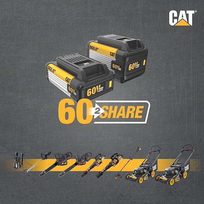 Cat DG610 60V 15” Brushless String Trimmer Cordless with Dual Line Bump Feed Head, Edger with Quick Line Load, Weed Trimmer with ECO Mode for Extended Runtime – Battery & Charger Included