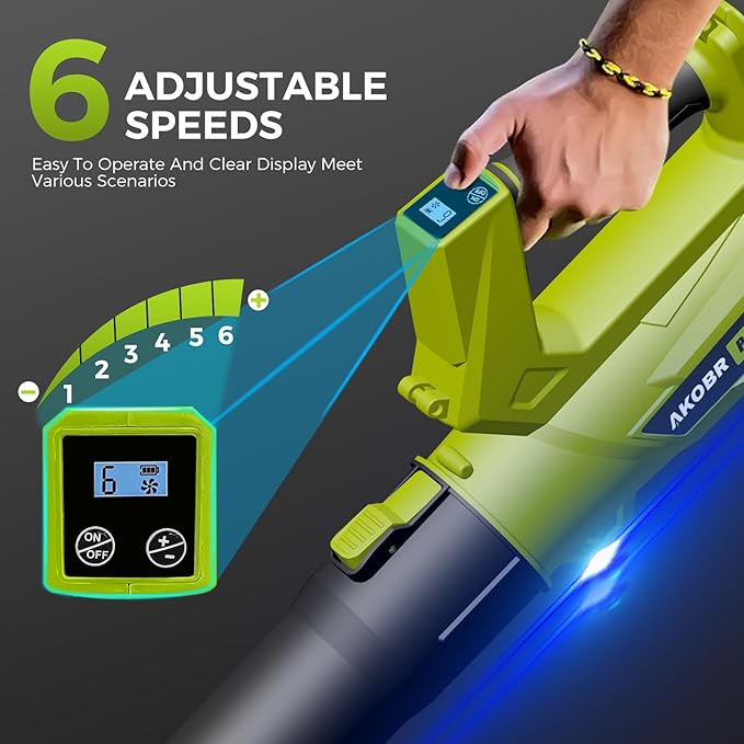 Electric Cordless Leaf Blower,540 CFM/170 MPH,Battery Powered with 2 x 6.0Ah Batteries,6-Speed & Turbo Mode,Lightweight for Lawn Care,Patio,Leaves,Dust,and Snow Removal