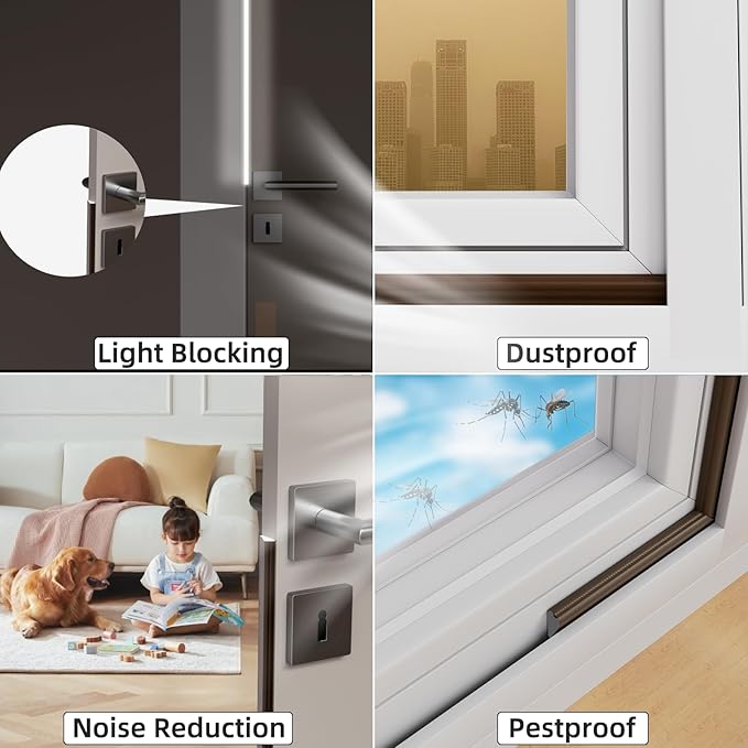 1 Pack*9.8 Ft Self-Adhesive Wedge Foam Window Weather Stripping Door Seal Strip, Soundproof Exterior Front Door Frame Gap Filler, Draft Stopper Foam Tape Noise Light Blocker (White)