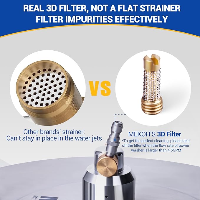 MEKOH 18" Pressure Washer Surface Cleaner 4500 PSI，4 Wheels Stainless Steel Power Washer Attachment for Driveway Sidewalk Patio Concrete Cleaning, 1/4'' Quick-Connect, 1 Extension Wand&5 Spray Nozzles