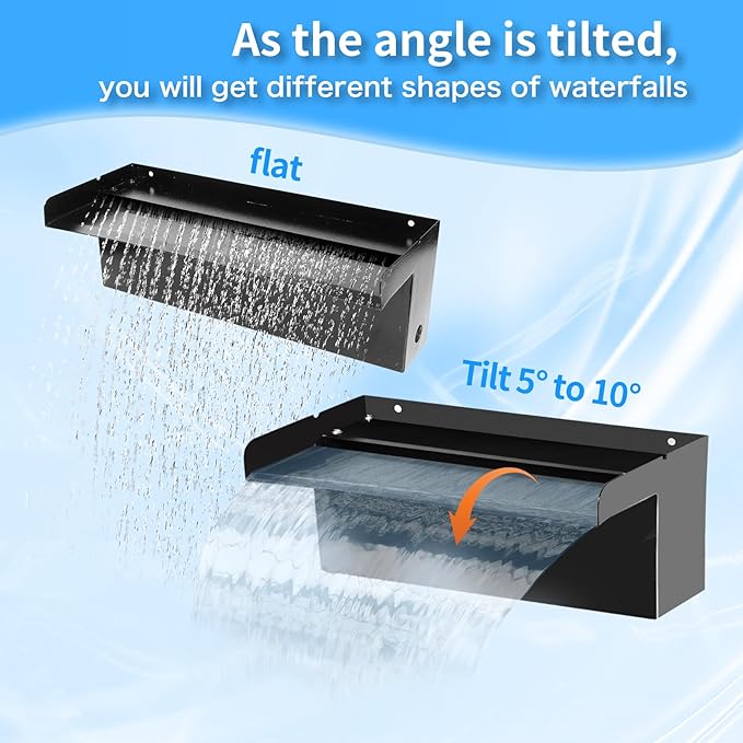 16 Inch Pond Waterfall Spillway Kit with 800GPH Pump, Waterfall for Pond Up to 5000 Gallon Pools, Waterfall Spillways for Garden, Pond, Patio Water Feature, Spillway for Outdoor Waterfall