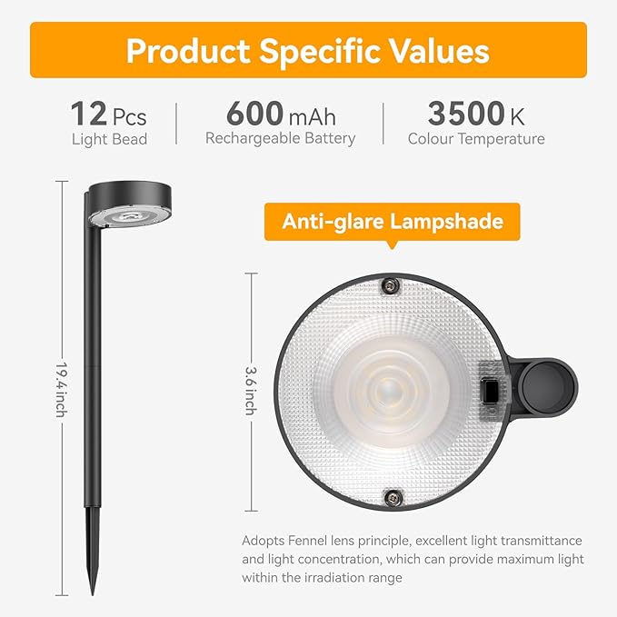 2 Pack Solar Pathway Lights Outdoor, 12 Brighter LED Solar Lights Outdoor Waterproof, Up to 12 Hrs Modern Path Light for Yard Garden Walkway Driveway Lawn, Cool White