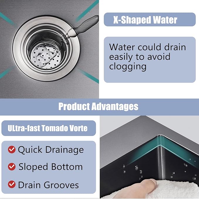 18x18 Inch Black Bar Sink Drop In, Topmount Stainless Steel Kitchen Sink, Square Small Kitchen Sinks, Single Bowl Kitchen Sinks for Laundry Wet Bar Prep RV Office Outdoor Yard