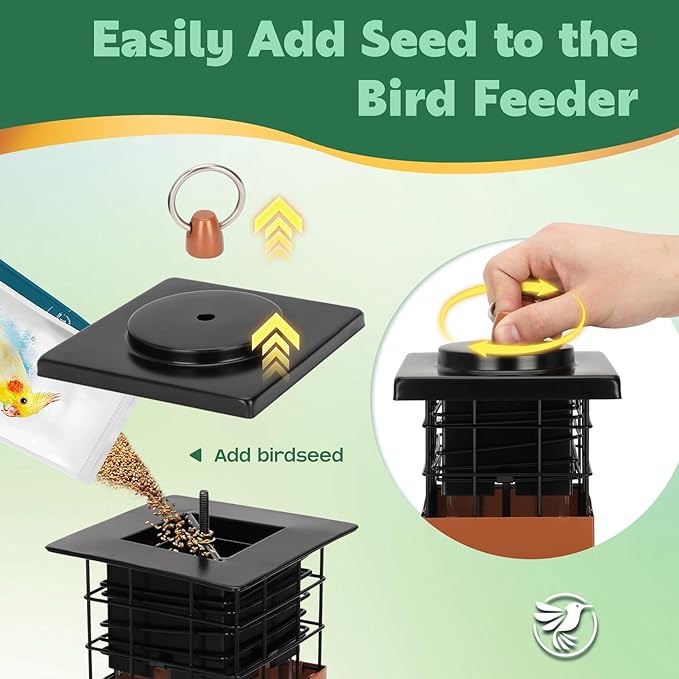 Metal Squirrel Proof Bird Feeder for Outdoors, 2.5LB Hanging Wild Bird Feeder, Weight Activated Mechanism, Weatherproof and Rust-Resistant, Ideal for Cardinals, Finches, and Songbirds