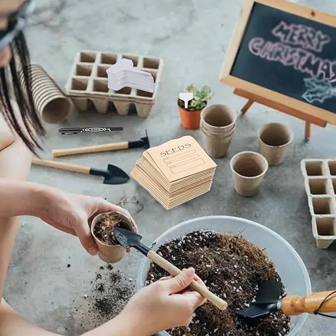 100 Pcs Seed Envelopes, 50 Pcs Plant Labels and 2 Marker Pens