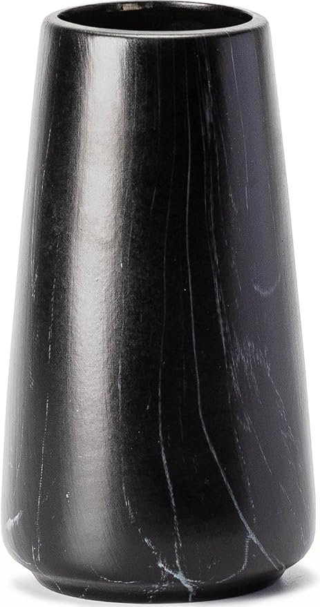 Marble Black Vase - Black Flower vase, 6" Small Simple Modern Ceramic Vases for Flower/Pampas Grass, Minimalist Farmhouse Boho Vase for Centerpieces, Home Decor, Bathroom Decor
