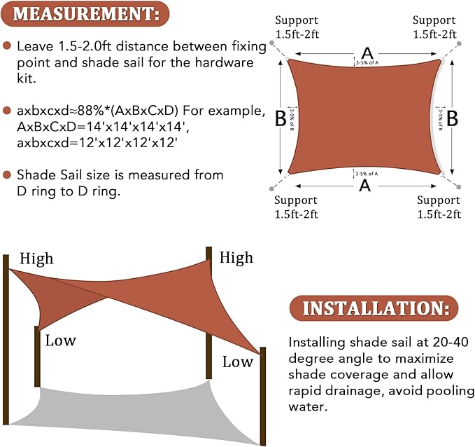 Shade&Beyond Sun Shade Sail Breathable UV Block Outdoor Covering Cloth for Backyard, Pool, 16'X30', Rust Red (Customized Available)