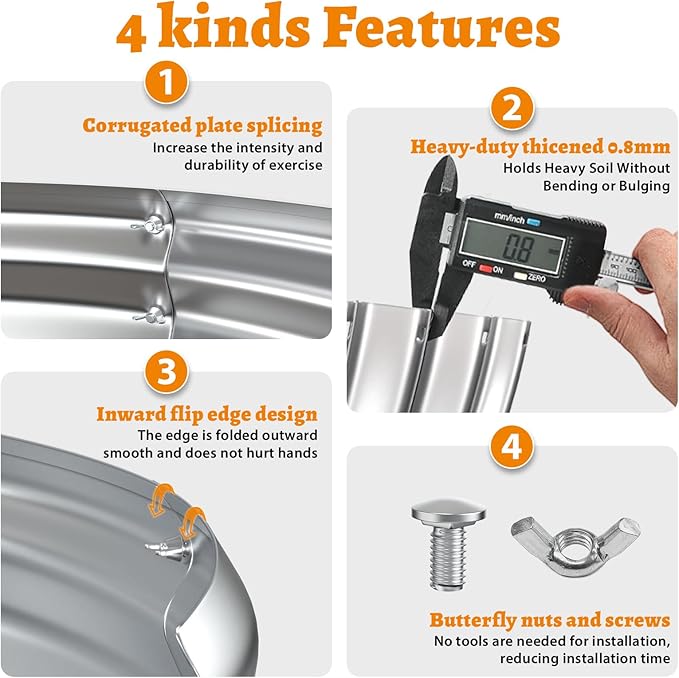 Metal Fire Pit Ring/Bonfire Fire Ring- 5 FT Diameter, 0.8 MM Thick,1 ft High, Durable and Stylish for Outdoor Fire Pits,Patios and Camping (Silver, 5X5X1 ft)