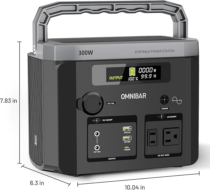 Portable Power Station 300W, 299.5Wh/83200mAh Solar Generator with 120V Pure Sine Wave AC Outlet, Backup Lithium Battery Pack for CPAP Outdoor RV Camping Emergency Home Use