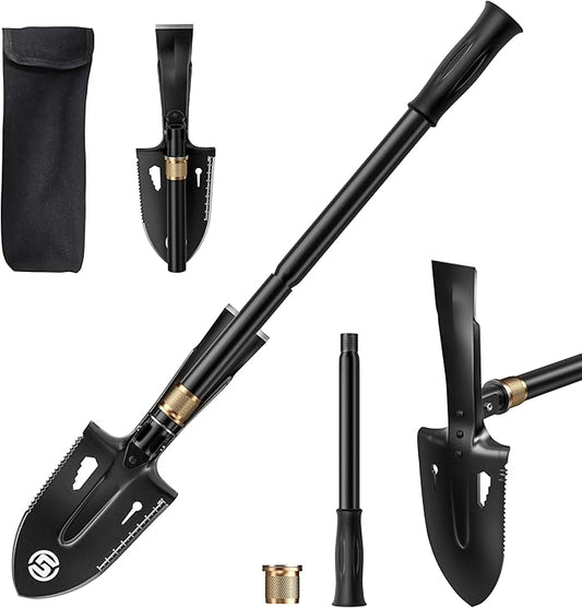SUNPOW Shovels for Digging, Camping Shovel, Portable Shovel for Gardening, Digging, Metal Detecting, Hiking, Car Emergency - Multifunctional Lightweight Outdoor Shovel