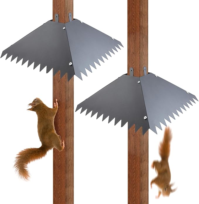 Metal Squirrel Baffle for 4x4Post, 17 Inch Squirrel Guard Stopper for Outdoor Bird Feeder Poles, Proof Baffles Keep Raccoons Out of Bird Houses (2 Pcs)