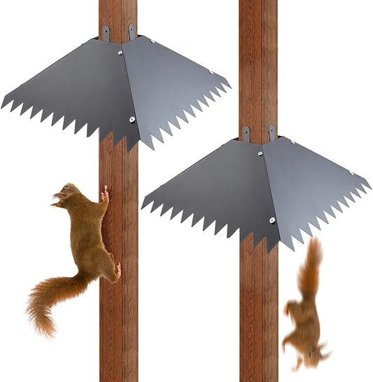 Metal Squirrel Baffle for 4x4Post, 17 Inch Squirrel Guard Stopper for Outdoor Bird Feeder Poles, Proof Baffles Keep Raccoons Out of Bird Houses (2 Pcs)