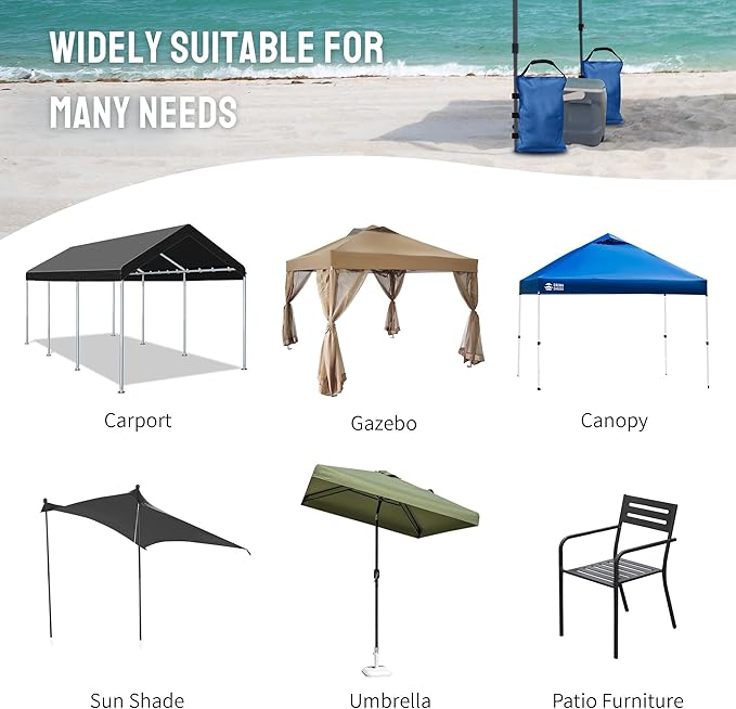 CROWN SHADES Sand Bags for Canopy Legs (150 LBS) Sandbags for Weight, Canopy Weights, Pop Up Tent Weights Bags, Blue (Unfilled)