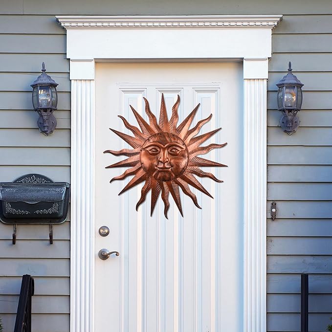 Metal Sun Wall Art Decor-3D Sun Wall Decor Sculpture,Sun Wall Art Decoration Hanging for Outdoor Indoor Garden Farmhouse Yard Patio Living Room Bedroom,28" Large Outdoor Indoor Metal Wall Art