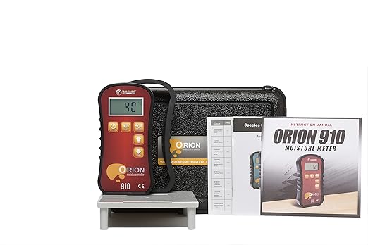 Orion® 910 Pinless Wood Moisture Meter Kit by Wagner Meters | Accurate, Non-Damaging, Deep Depth Lumber Moisture Measurement, On-site Calibration (Standard Calibrator)
