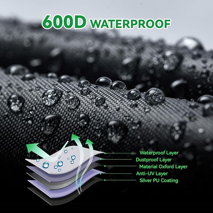 NEVERLAND Round Fire Pit Cover for In-Ground Fire Pits, 52-57 Inch Heavy Duty 600D Waterproof Outdoor Firepit Cover, Fits Built-In Stone Fire Pits, Black