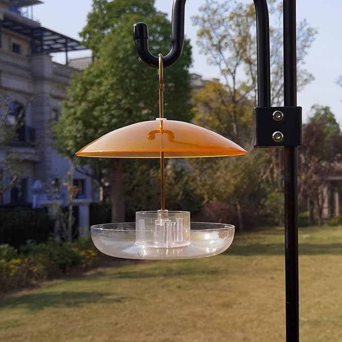 8" Mini Rain Cover for Bird Feeder/House - Orange Yellow Small Protective Dome Guard Against Rain/Snow/Sun - Dia. 20CM
