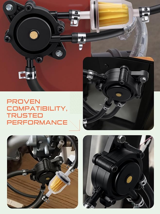 Fuel Pump Compatible with Kohler Briggs and Stratton Mikuni Cub Cadet John Deere 808492 808656 for Lawn Mower Golf Cart Club Car Fits Kawasaki Yamaha Ezgo Honda Husqvarna Toro with Filter and Oil Hose