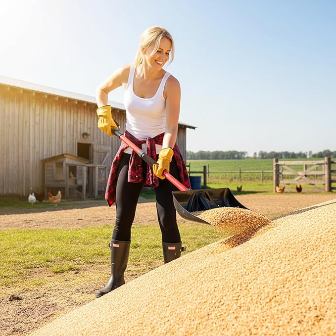 PLEXON Snow Shovel for Driveway, Snow Shovel for Car, Lightweight for Snow Removal, Home Garage, 47" Ergonomic, Plastic with D-Grip Handle