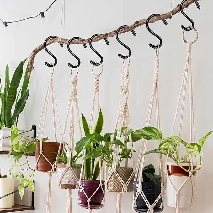 3 Inch 12 Pack Small S Hooks,Heavy Duty S Hook for Hanging Plants,Vinyl Coated Non Slip Black S Hook Pot Rack Closet Hooks for Hanging Clothes, Kitchen Utensil, Pots, Pans, Bags ﻿